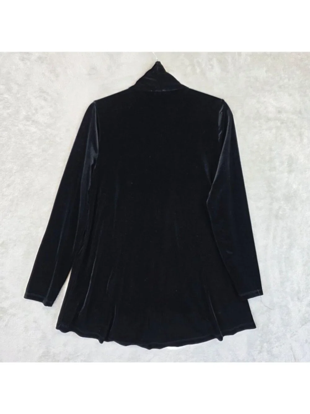 Vince Camuto Jacket Womens Small Black Velvet Open Front Stretch Mid Length